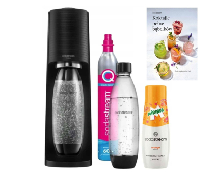 Saturator do wody i akcesoria SodaStream Zestaw saturator Terra Black + Mirinda +książka z przepisami